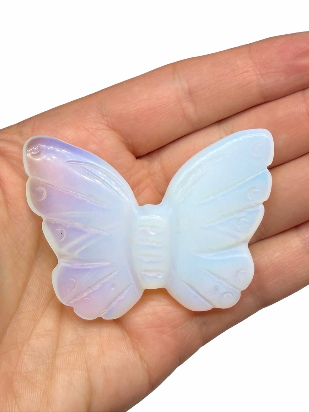 Opalite Butterfly Hand Carved Crystal Gift Carving Crystals White Decor